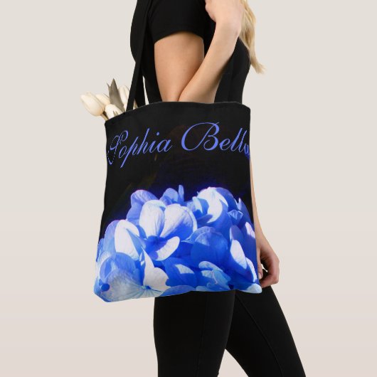 Kobaltblau Blütenblütenelegante Hydrangeas Tasche (Von Nahem)