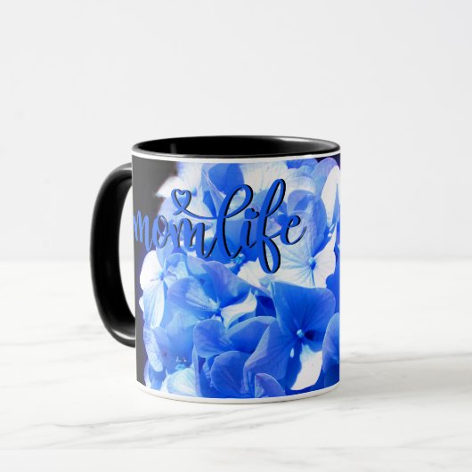 Kobaltblau Blütenblütenelegante Hydrangeas Tasse (Vorderseite Links)