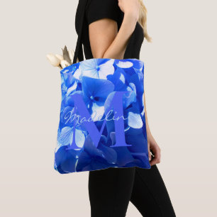 Kobaltblau-blütenfarbene elegante blaue Kalligrafi Tasche