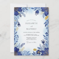 Kobaltblau Brillante Botanische Hochzeit