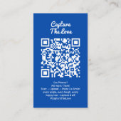 Kobaltblau-Foto-Sharing-Capture-Love-QR-Code Visitenkarte (Rückseite)
