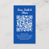 Kobaltblau-Foto-Sharing-Capture-Love-QR-Code Visitenkarte (Vorderseite)