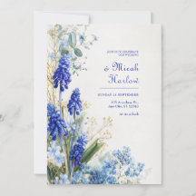 Kobaltblau Muscari Aquarell Botanischer Rand