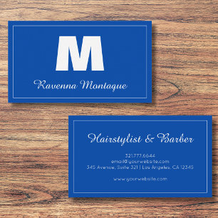 Kobaltblau personalisierter Monogrammbuchstabe Nam Visitenkarte