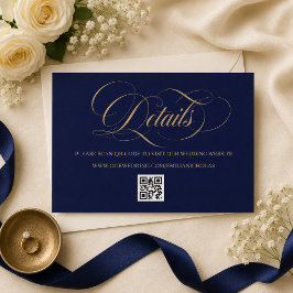 Kobaltblau und Gold einfache Hochzeit Begleitkarte