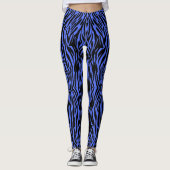 Kobaltblau und schwarzer Zebradruck Leggings (Vorderseite)