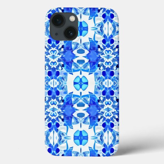 Kobaltblau und weißes Batik-Fliesenmuster Case-Mate iPhone Hülle (Rückseite)