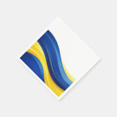 Kobaltblau und Zitronengelb Moderne Wellen Serviette (Ecke)