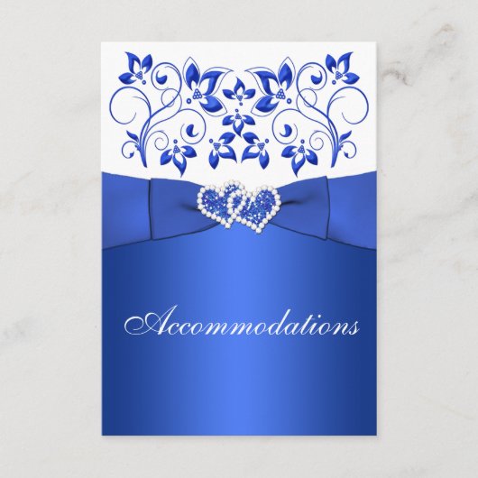 Kobaltblau, weiße Blüte, Herzverschlusskarte Begleitkarte (Vorderseite)