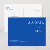 Kobaltblaue einfache Hochzeit - Termin vormerken Postkarte (Vorne/Hinten)