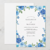 Kobaltblaue Hochzeit Einladung (Vorne/Hinten)