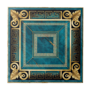 Kobaltblaue Marmor Art Deco griechische florale Na Fliese