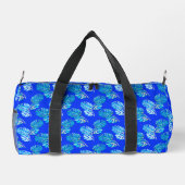 Kobaltblaue Monstera Brise Duffle Bag (Rückseite)