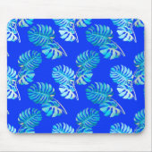 Kobaltblaue Monstera Brise Mousepad (Vorne)