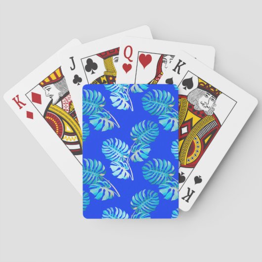 Kobaltblaue Monstera Brise Spielkarten (Rückseite)