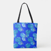 Kobaltblaue Monstera Brise Tasche (Rückseite)