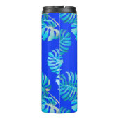 Kobaltblaue Monstera Brise Thermosbecher (Rückseite)
