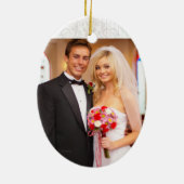 Kobaltblauer Hydrangea Blume Hochzeit Foto Gefalle Keramik Ornament (Hinten)