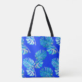 Kobaltblauer Monstera-Wind Tasche (Rückseite)