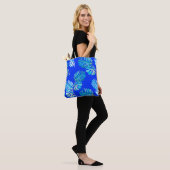 Kobaltblauer Monstera-Wind Tasche (Am Model)