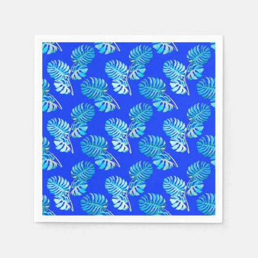 Kobaltblauer Monstera-Windhauch Serviette (Vorderseite)