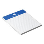 Kobaltblaues Chic personalisiertes Monogramm Name Notizblock (angewinkelt)