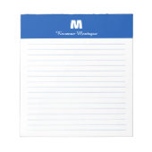 Kobaltblaues Chic personalisiertes Monogramm Name Notizblock (Vorderseite)