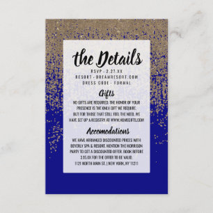 Kobaltblaues Gold-Glitter-Ombre-Gefälle Begleitkarte