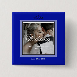 Kobaltblaues Hochzeitspaar anpassbar Button