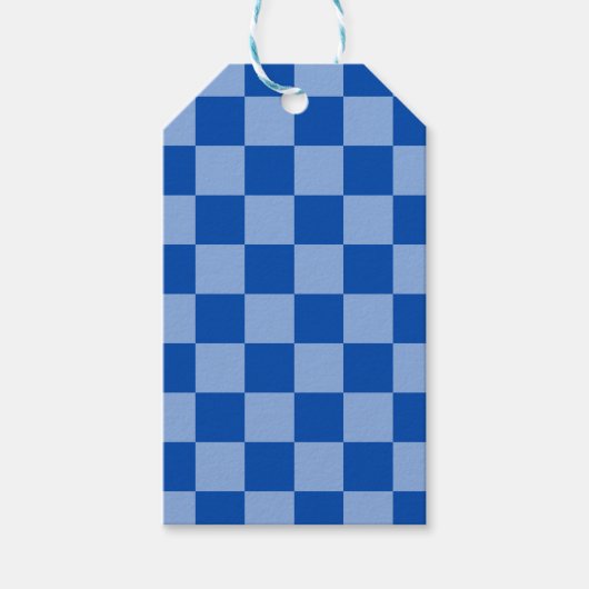 Kobaltblaues Schachbrettmuster Geschenkanhänger (Vorderseite)