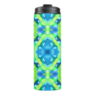 Kobaltblaues und Limettengrünes Tie-Dye-Muster Thermosbecher