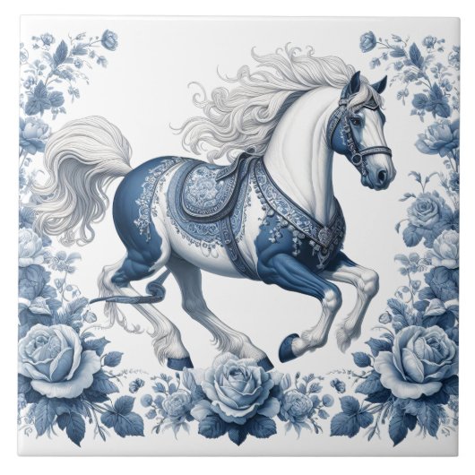 Kobaltlader: Blüten in Bewegung Fliese (Vorderseite)