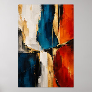 Kobaltrotgold geometrische abstrakte Wandkunst Poster