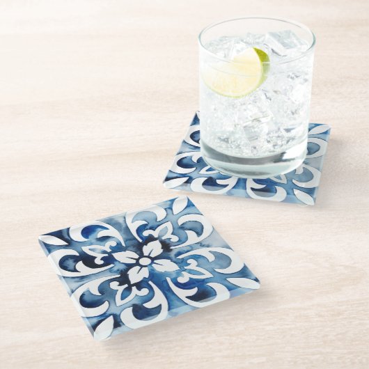 Kobaltstein II Glasuntersetzer (Schrägansicht)