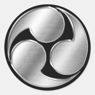 Kobayakawa Clan Kamon Silver Chrome Runder Aufkleber