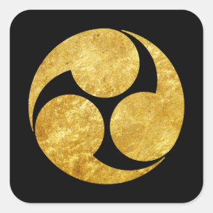 Kobayakawa Mon Japanischer Clan Imitat Gold auf sc Quadratischer Aufkleber