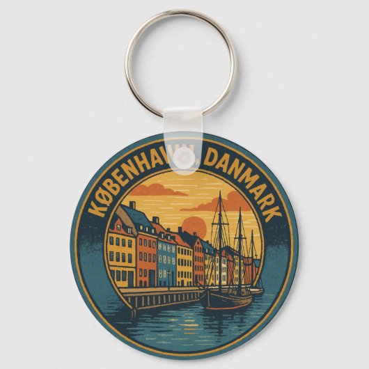 København Nyhavn Harbor Schlüsselanhänger (Vorderseite)