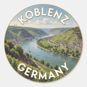 Koblenz Deutschland Deutsches Eck Fluss Zusammenfl Runder Aufkleber