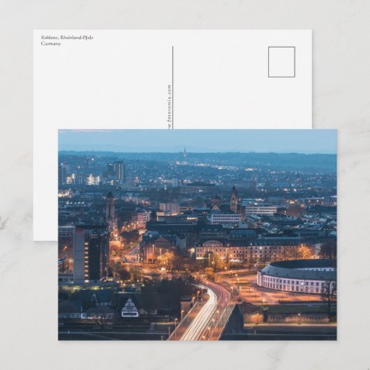 Koblenz in der Nacht Postkarte (Vorne/Hinten)