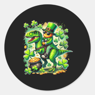 Kobold auf T-Rex Dinosaurier Reittier St Pat Trex  Runder Aufkleber