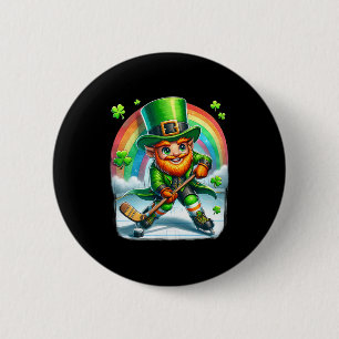 Kobold beim Eishockeyspiel am St. Patrick's Day Button