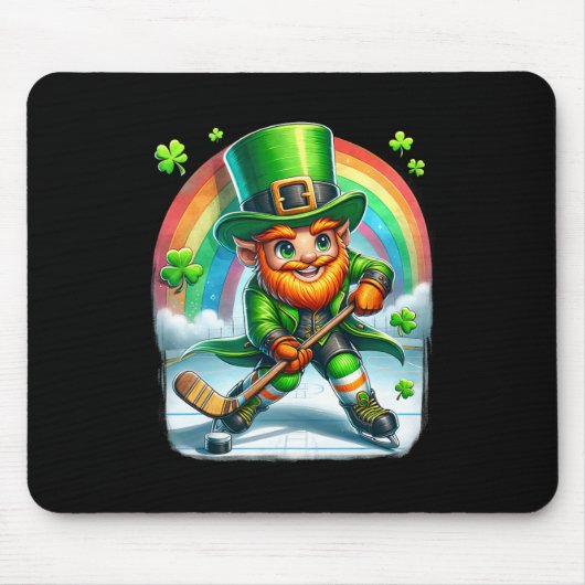 Kobold beim Eishockeyspiel am St. Patrick's Day Mousepad (Vorne)