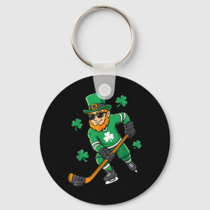 Kobold beim Hockey spielen St. Patricks Day Irisch Schlüsselanhänger