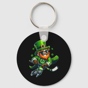 Kobold beim Hockey spielen St. Patrick's Day Sport Schlüsselanhänger