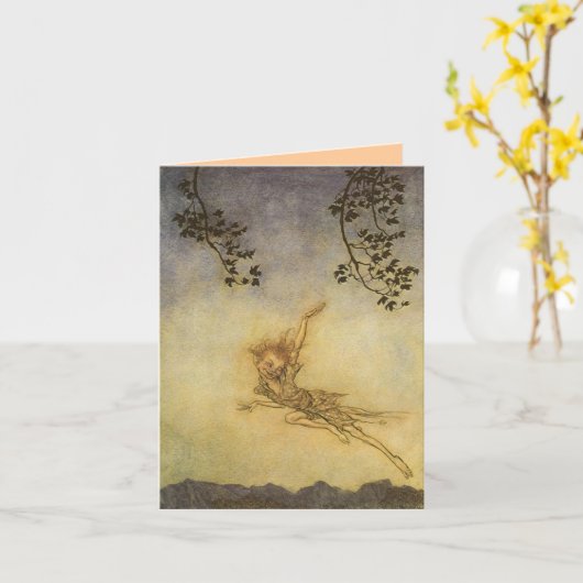 Kobold, ein Sprite Notecard Arthur Rackham Karte (Gelbe Blume)