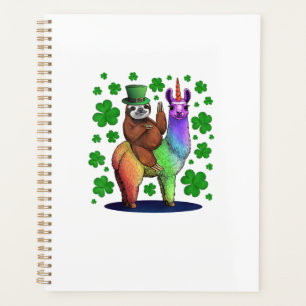 Kobold Faultier Reitet Lama Einhorn St Patricks Planer