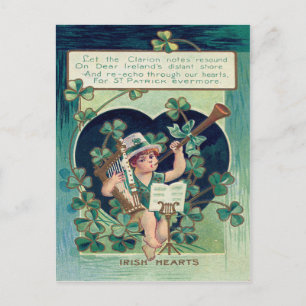 Kobold Harfe Kleeblatt Horn Postkarte