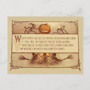 Kobold Jack O' Lantern Hexenmond Fledermaus Postkarte
