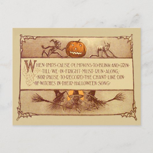 Kobold Jack O' Lantern Hexenmond Fledermaus Postkarte (Vorderseite)