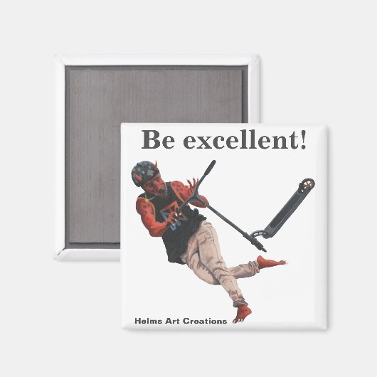 Kobold Kick Scooter Fantasy Art Button Magnet (Vorderseite/Rückseite)